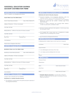 Coverdell Education Savings Account Distribution Form