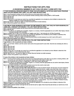 2015-2016 Free and Reduced Price School Meals Family Application