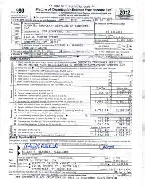 Form 990 2012 Goodwill Kentucky