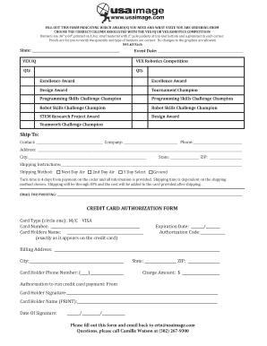 VEX Robotics Competition Award Order Form