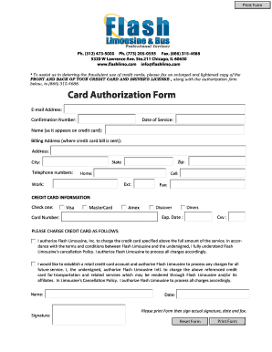 Credit Card Authorization Form