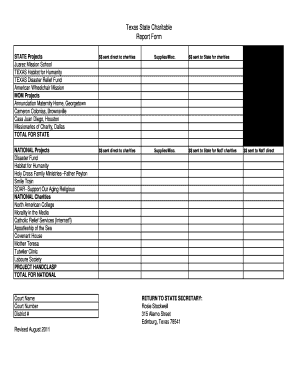 Texas State Charitable Report Form