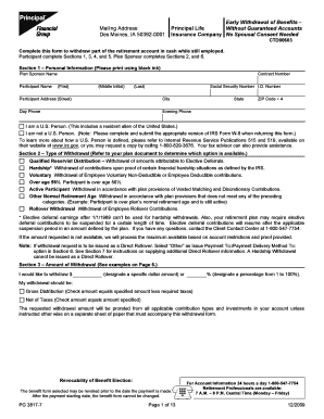 Early Withdrawal of Benefits Form