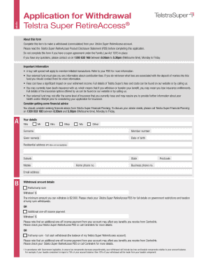 Telstra Super RetireAccess Withdrawal Application