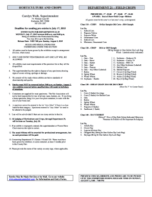 Olmsted County Fair Horticulture and Crops Entry Form