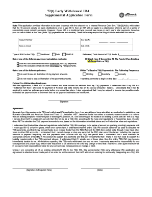 72(t) Early Withdrawal IRA Application Form