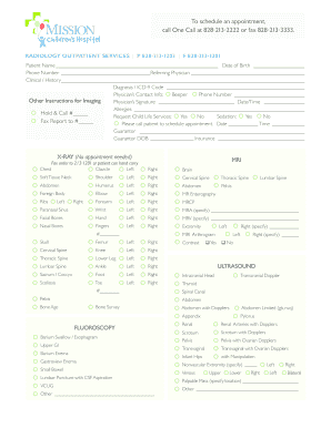 Radiology Outpatient Services Form