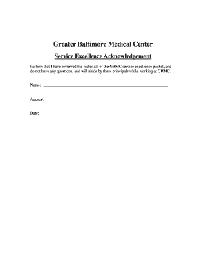 GBMC Service Excellence Acknowledgement