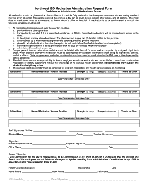 Northwest ISD Medication Administration Request Form