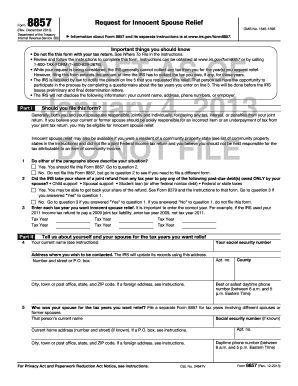Form 8857 Request for Innocent Spouse Relief