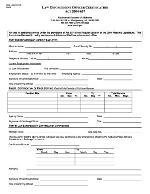 Alabama Law Enforcement Officer Certification Form