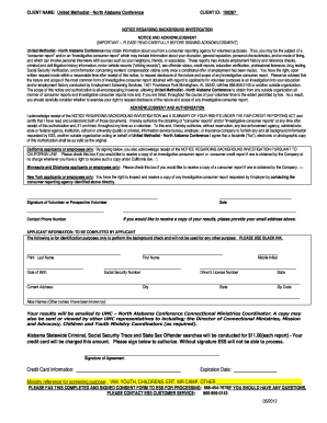 Background Investigation Notice and Authorization