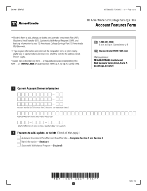 TD Ameritrade 529 College Savings Plan Account Features Form
