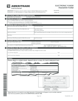TD Ameritrade Electronic Funds Transfer Form
