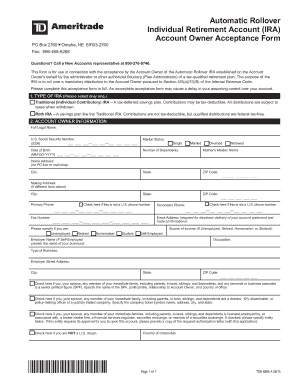 Automatic Rollover IRA Acceptance Form