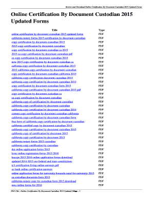 California Copy Certification By Document Custodian 2015