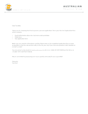 Australian Tourist Visa Application Pack