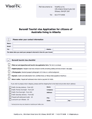 Burundi Tourist Visa Application