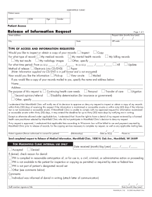 Marshfield Clinic Release of Information Request