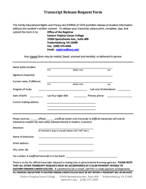 Transcript Release Request Form