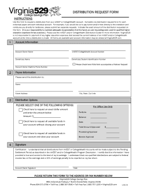 Virginia529 Distribution Request Form