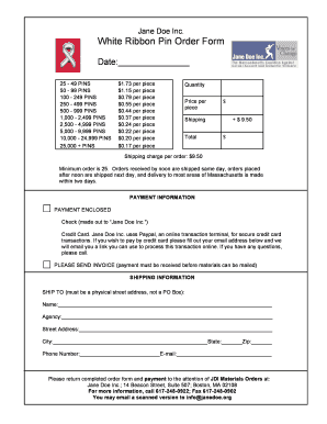 White Ribbon Pin Order Form