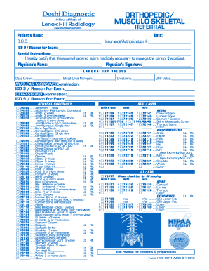 Orthopedic Musculoskeletal Referral Form