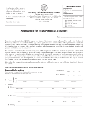 New Jersey Student Registration Form
