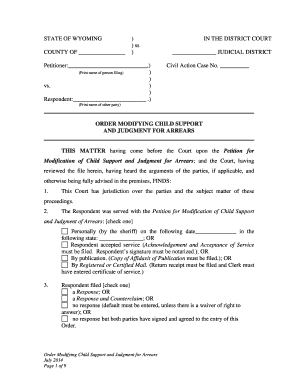 Wyoming Child Support Modification Order