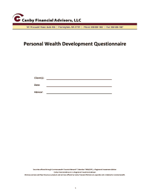 Personal Wealth Development Questionnaire