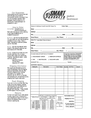 Return Policy and Order Form