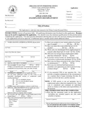 Orleans County Employment Application