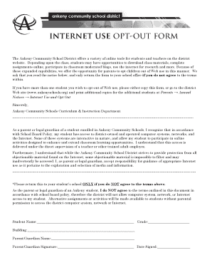 Ankeny Internet Use Opt-Out Form