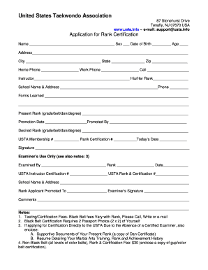 USTA Application for Rank Certification