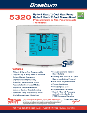 Braeburn 5320 Thermostat Installation Form