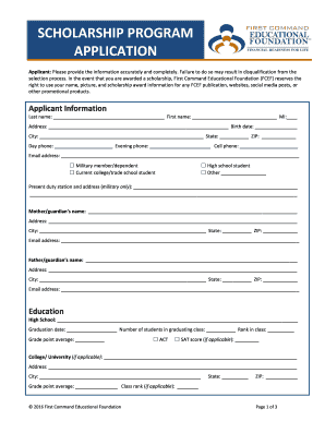 First Command Educational Foundation Scholarship Application