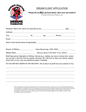 Dream Flight Application Form