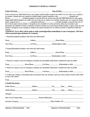 Emergency Medical Consent Form