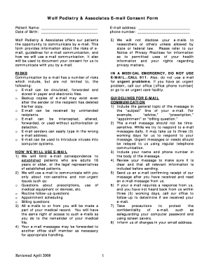 Wolf Podiatry E-mail Consent Form