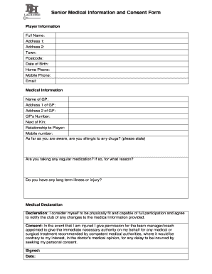 Senior Medical Information and Consent Form