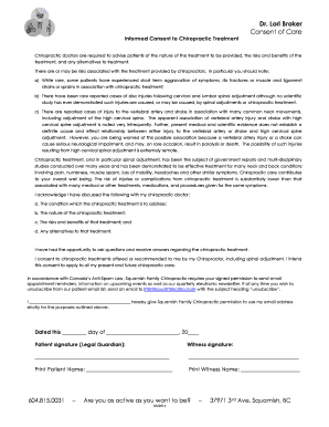 Informed Consent to Chiropractic Treatment