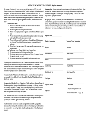 Affidavit of Domestic Partnership