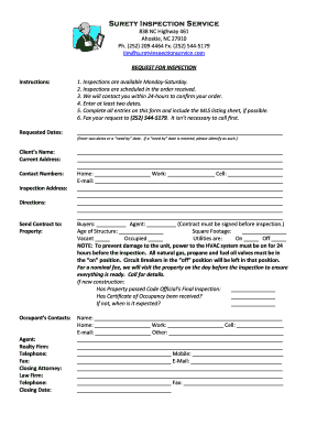 Request for Inspection Form