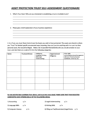Asset Protection Trust Self-Assessment Questionnaire