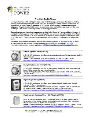 PG&E Timer Distribution Form