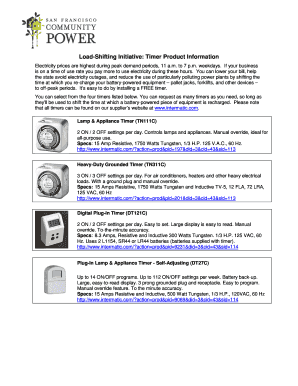 Load-Shifting Initiative Timer Distribution Form