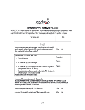 Contractor Safety & Environment Evaluation Form