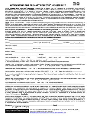 Primary Realtor Membership Application