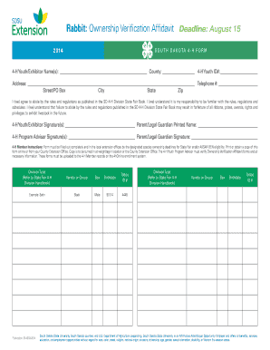 South Dakota 4-H Ownership Verification Affidavit