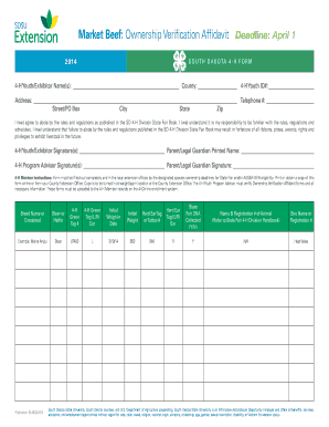 South Dakota 4-H Livestock Ownership Verification Affidavit